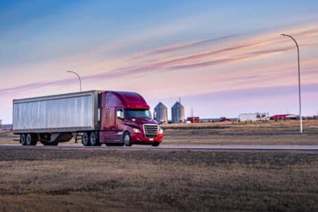 Semi Truck On the Rural Trans-Canada Highway